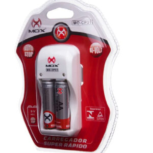 Carregador de pilhas Mox Mo-CP31 Com 2 pilhas AA 2600mah