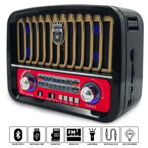 Radio Retro Am Fm Livstar Cnn-2257Br usb Sd Bluetooth 110v 220v Recarregavel